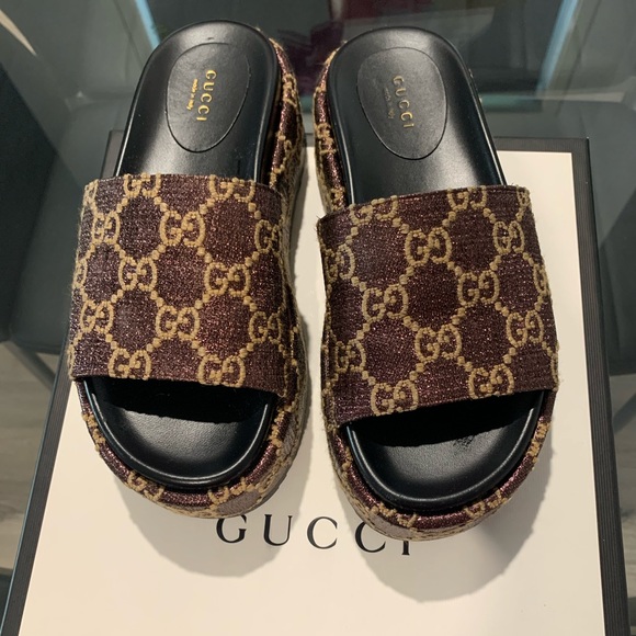 Gucci Shoes - Gucci Làme Platform Sandals Size EU36.5